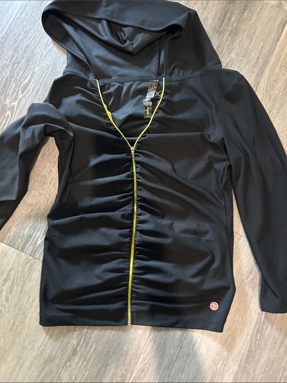 VOGO Athletica Black Hoodie Jacket with Lime Trim
